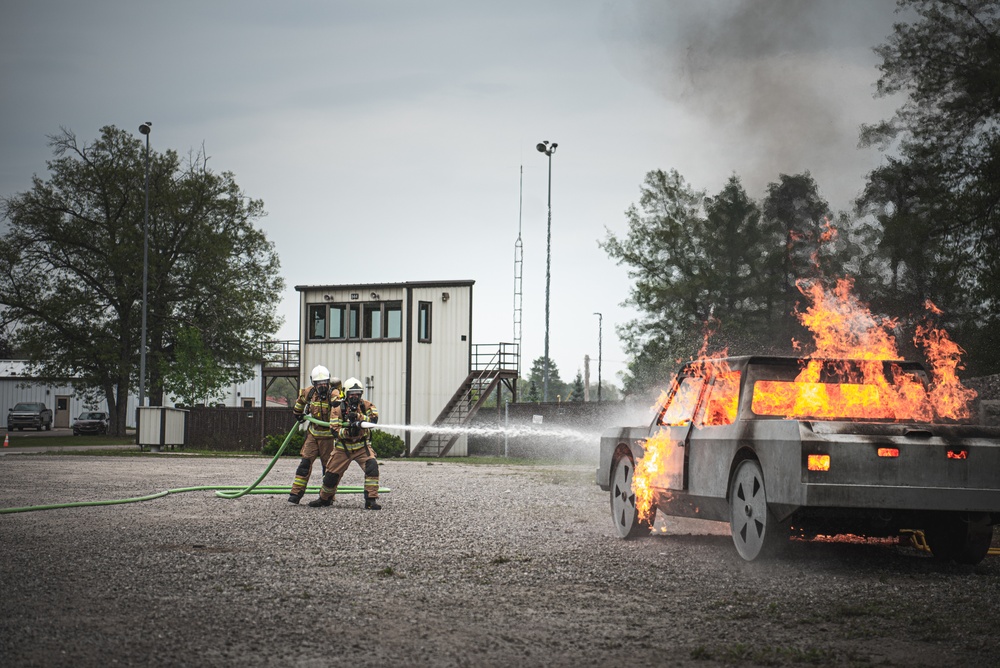 State partner firefighters receive training on car fires