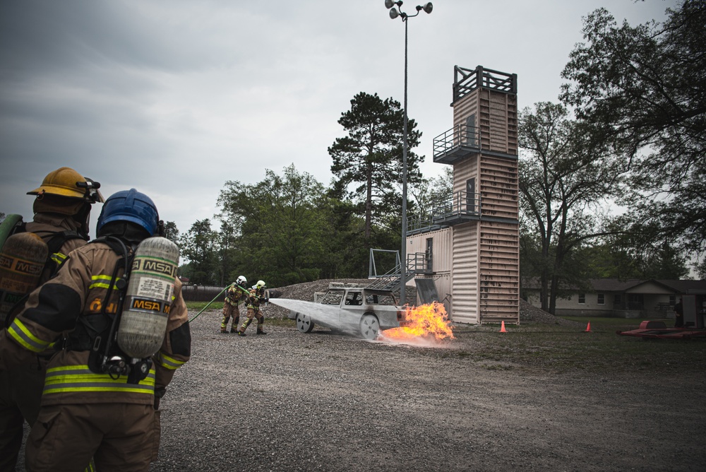 State partner firefighters receive training on car fires