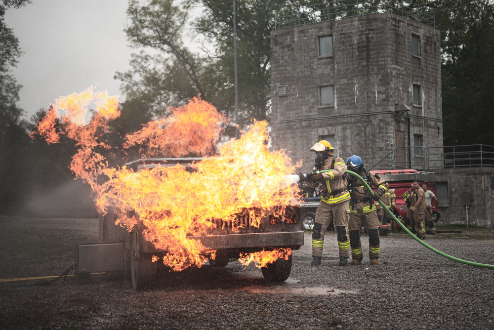 State partner firefighters receive training on car fires