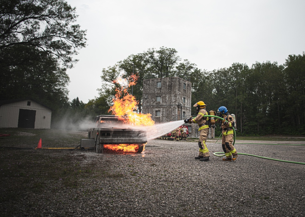 State partner firefighters receive training on car fires