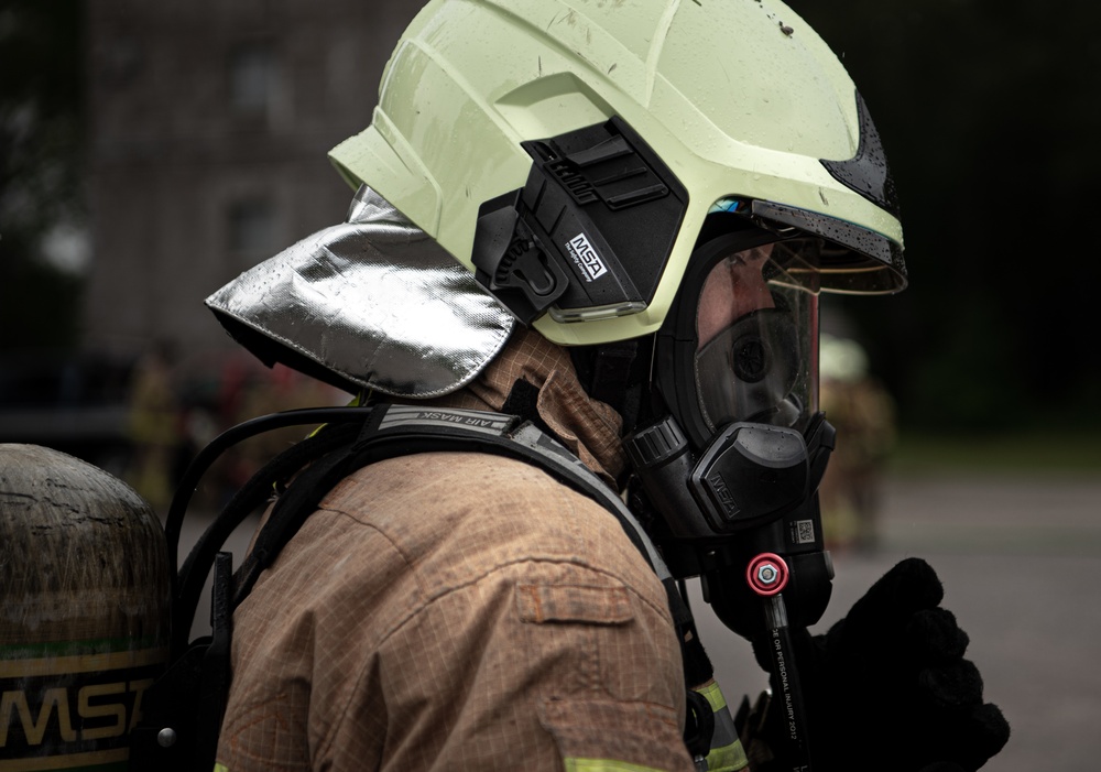 State partner firefighters receive training on car fires