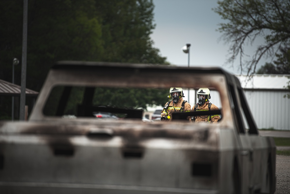 State partner firefighters receive training on car fires