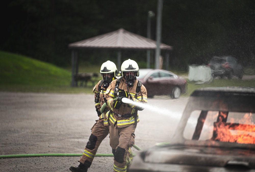 State partner firefighters receive training on car fires