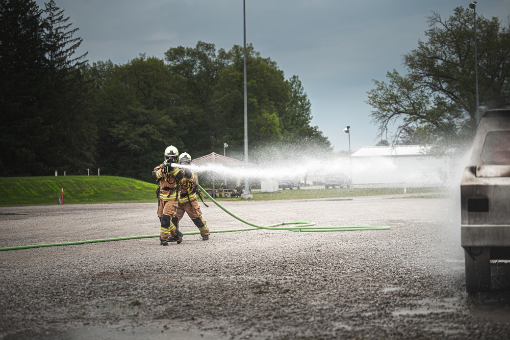 State partner firefighters receive training on car fires