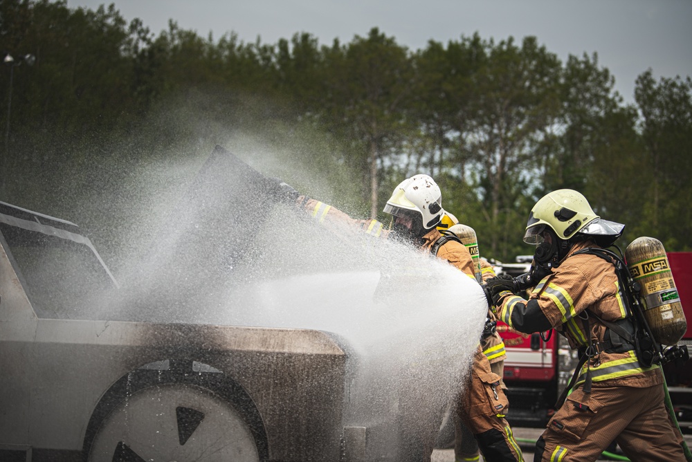 State partner firefighters receive training on car fires