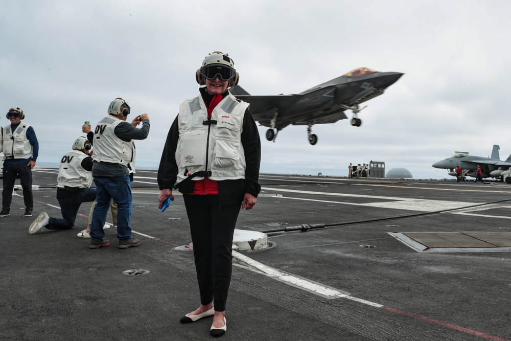 Cindy McCain visits with Sailors Aboard Abraham Lincoln