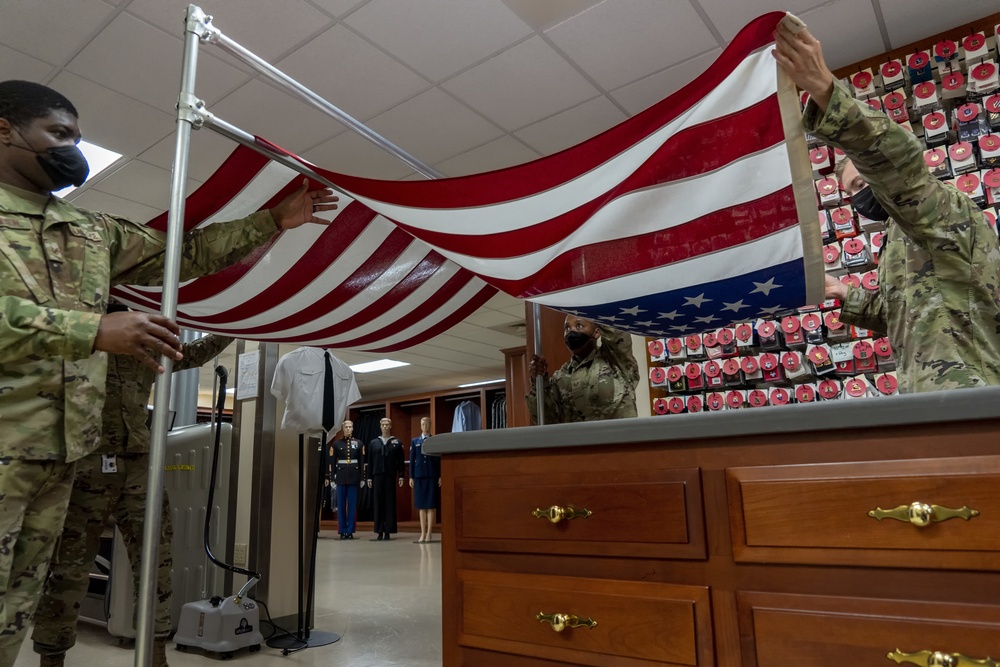 U.S. Flag preparation at Air Force Mortuary Affairs Operations