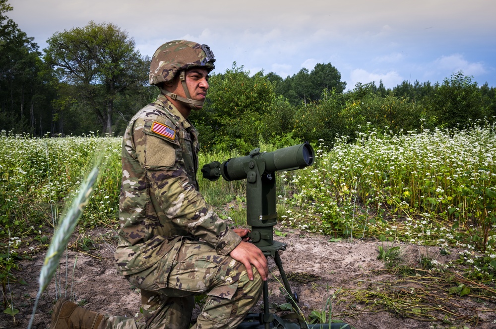 1-201st Field Artillery Regiment operates M109A6 Paladin howitzers during Northern Strike 21