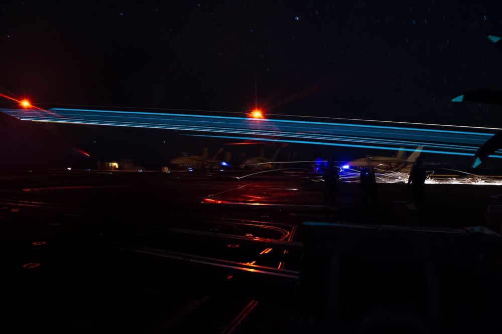 USS Carl Vinson (CVN 70) Conducts Night Time Flight Operations