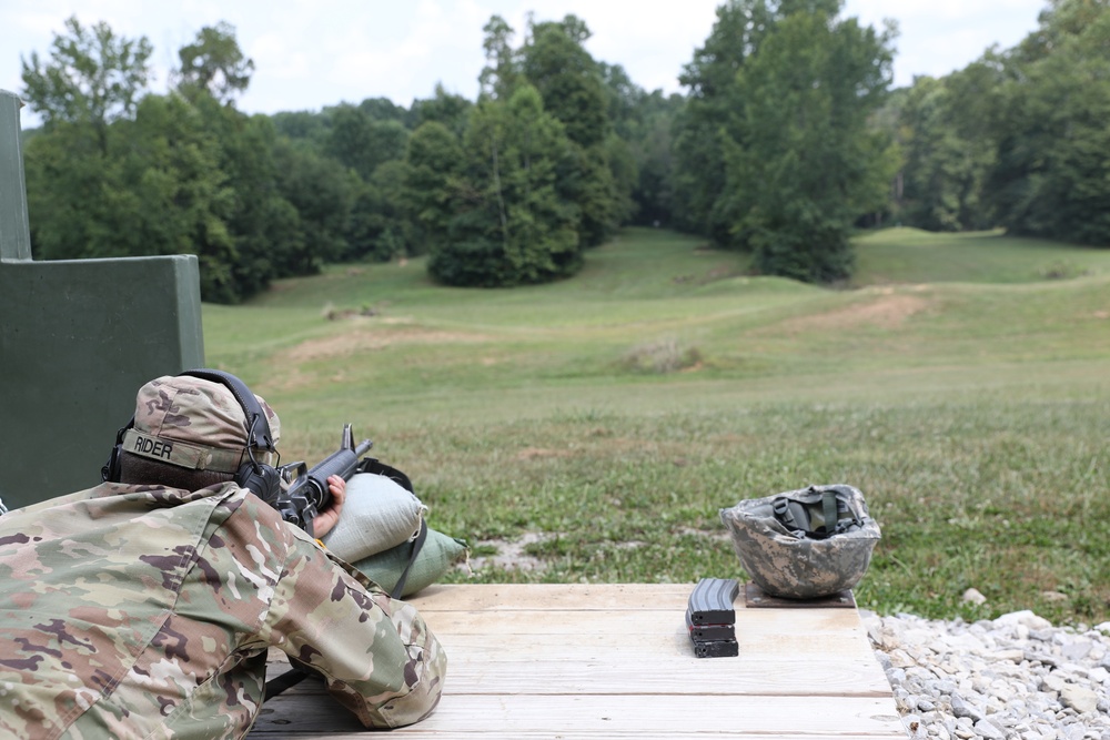 Army Reserve Soldiers conduct rifle marksmanship qualification at Fort Knox