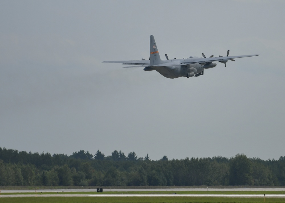C-130 Hercules takeoff from Alpena Combat Readiness Training Center