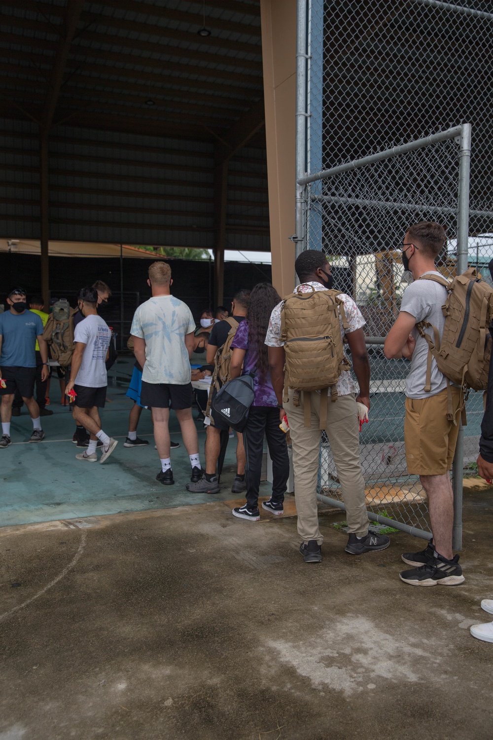 U.S. Marines volunteer within a local Guam community