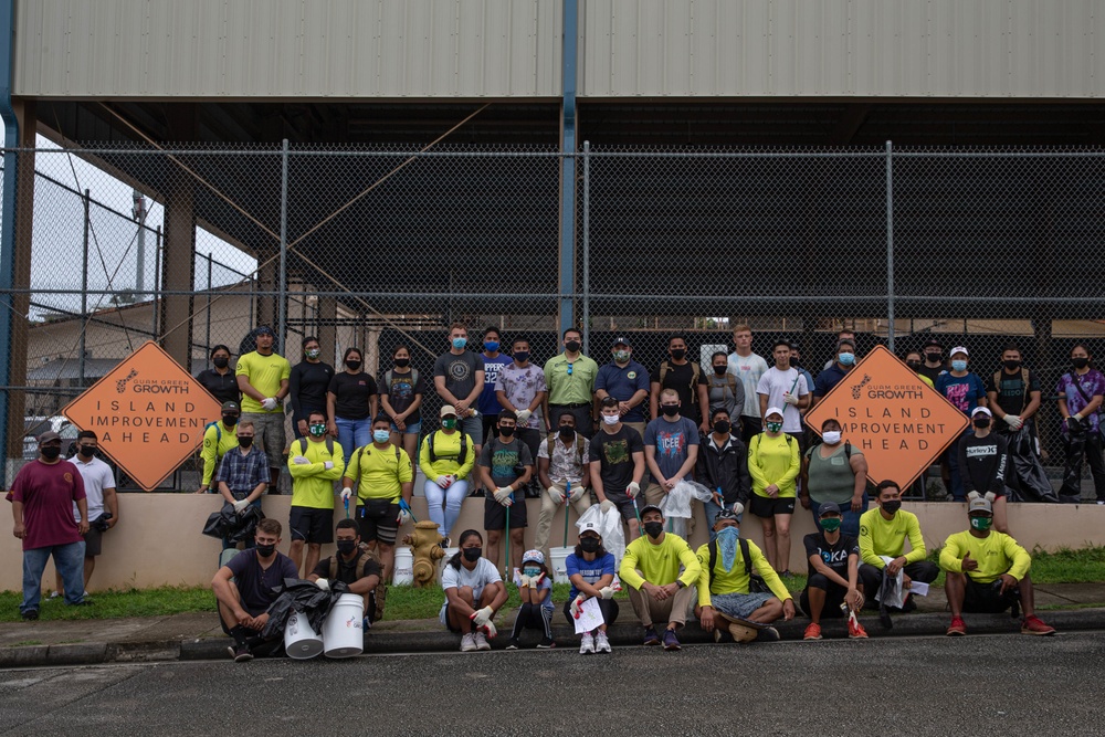 U.S. Marines volunteer within a local Guam community