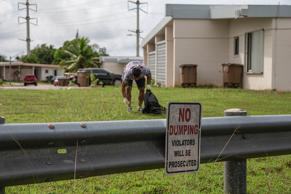U.S. Marines volunteer within a local Guam community