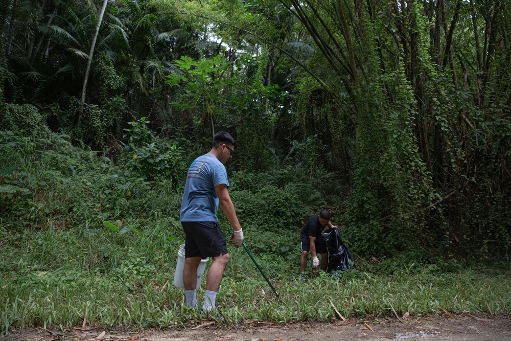 U.S. Marines volunteer within a local Guam community