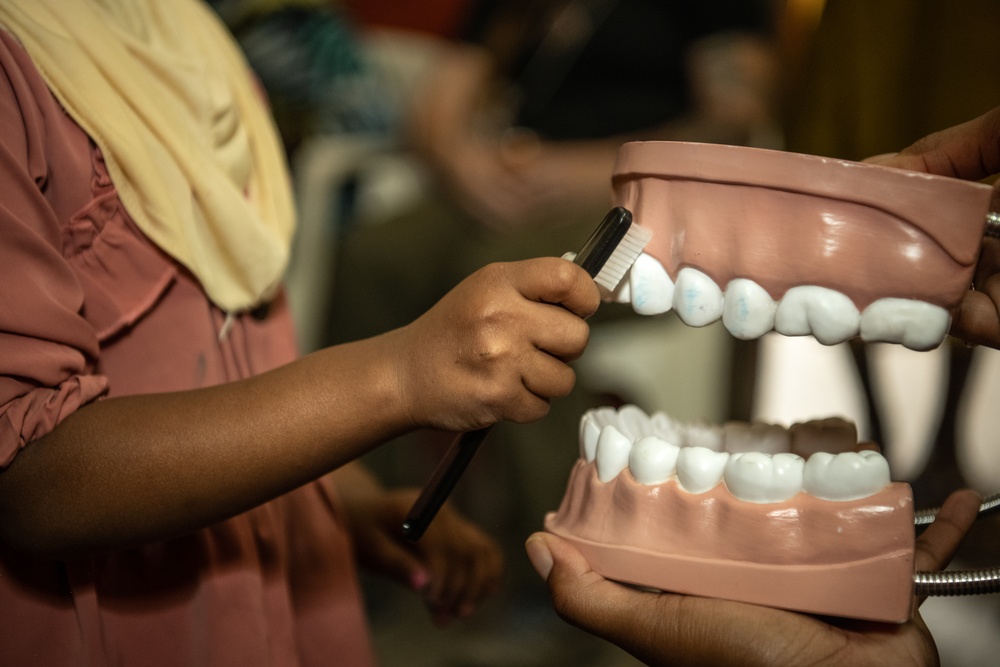 U.S. Army Civil Affairs Soldiers conduct oral hygiene class in We’a, Djibouti