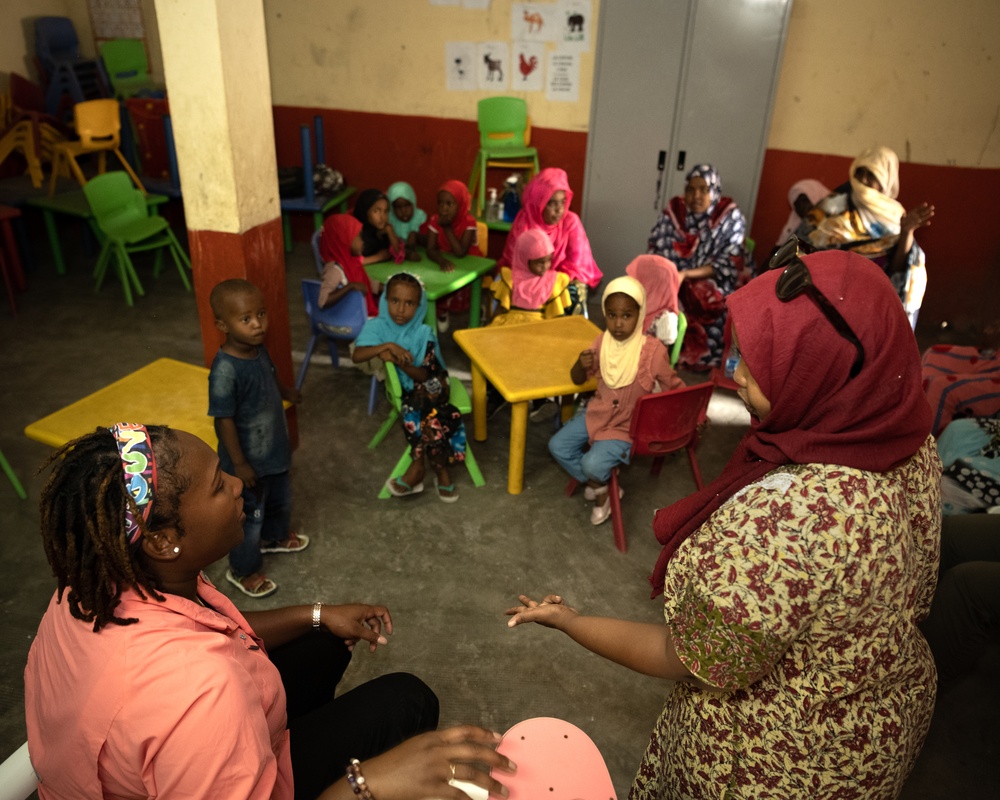 U.S. Army Civil Affairs Soldiers conduct oral hygiene class in We’a, Djibouti