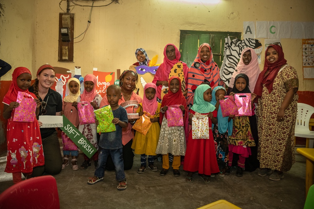 U.S. Army Civil Affairs Soldiers conduct oral hygiene class in We’a, Djibouti