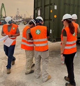 Army transporters offload Illinois Army National Guard equipment at the seaport in Izmir, Turkey