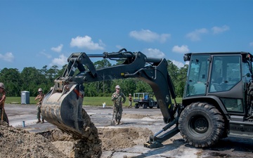 Seabees and Marines refine their Airfield Damage Repair skills at Marine Corps Air Station Cherry Point, NC