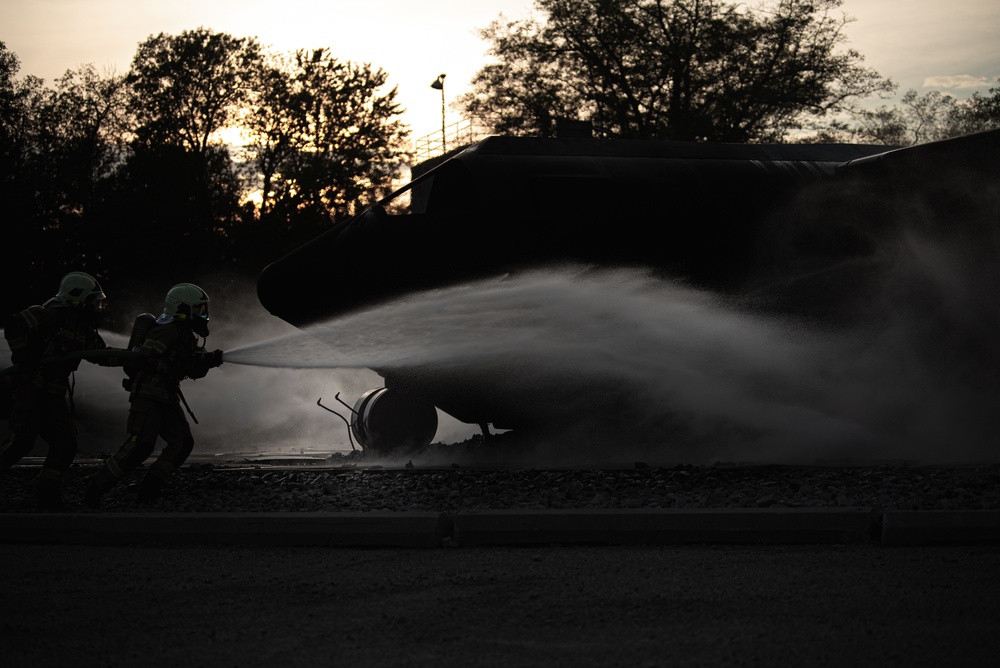 Night fire training for state partner firefighters