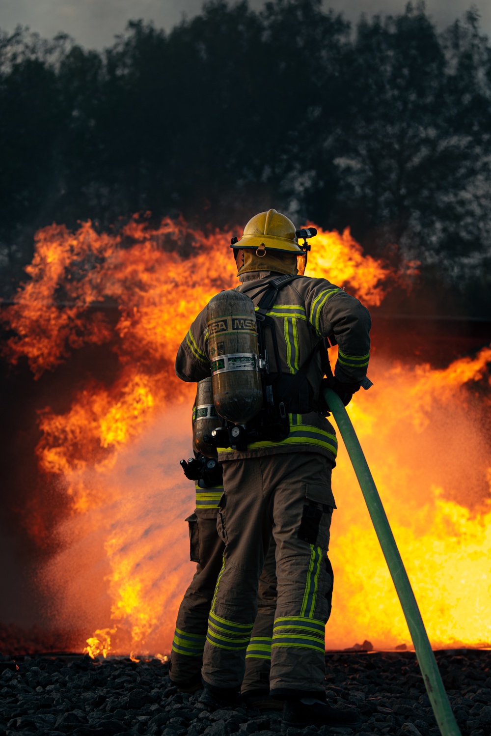 Night fire training for state partner firefighters