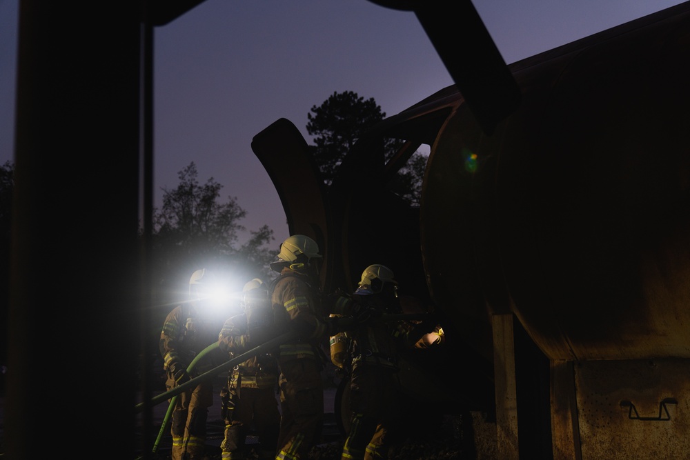 Night fire training for state partner firefighters