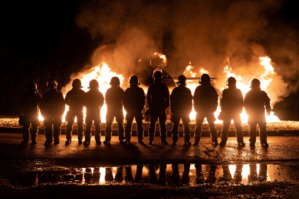 Night fire training for state partner firefighters