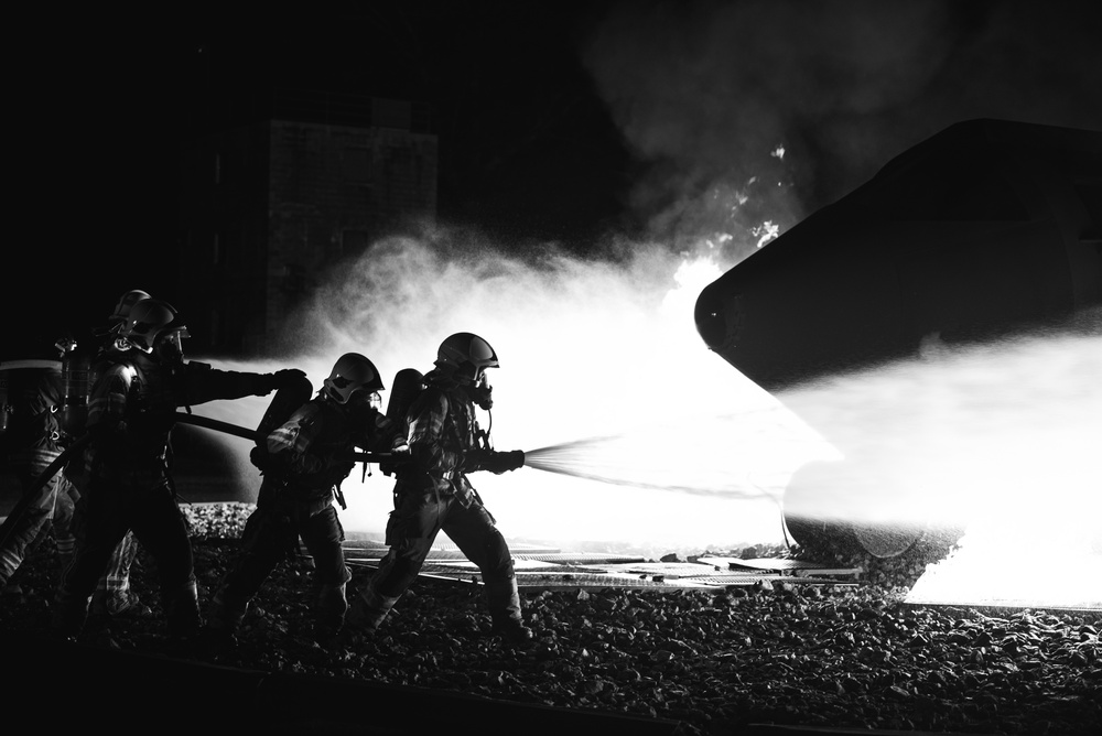 Night fire training for state partner firefighters