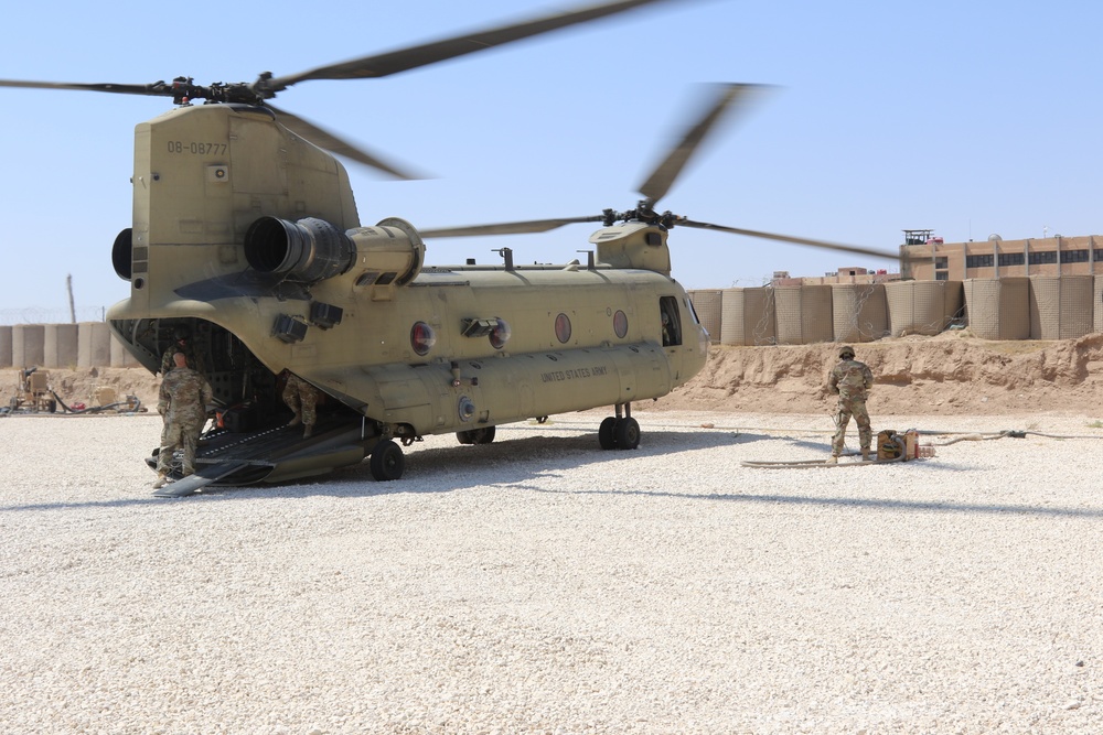 Task Force Phoenix CH-47 Chinook helicopter over Syria