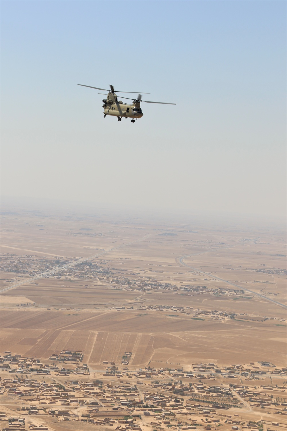 Task Force Phoenix CH-47 Chinook helicopter over Syria