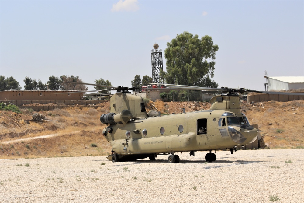 Task Force Phoenix CH-47 Chinook helicopter over Syria