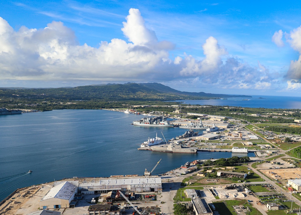 Aerial View of Naval Base Guam Harbor