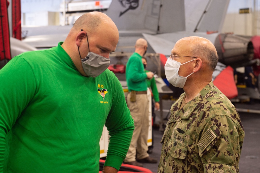 Chief of Naval Operations and Master Chief Petty Officer of The Navy Visit USS Carl Vinson