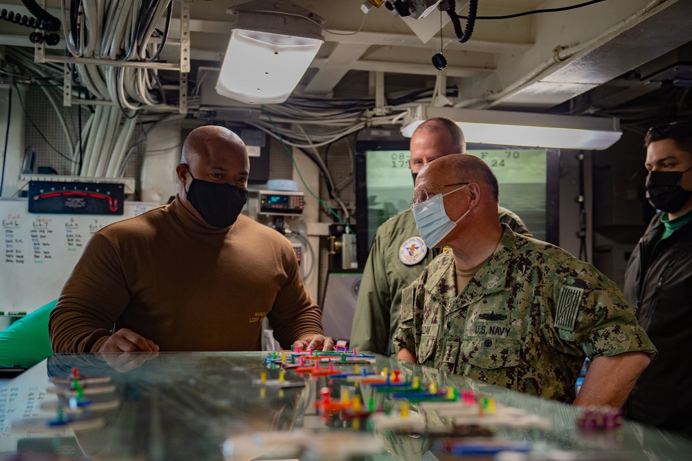 Chief of Naval Operations and Master Chief Petty Officer of The Navy Visit USS Carl Vinson