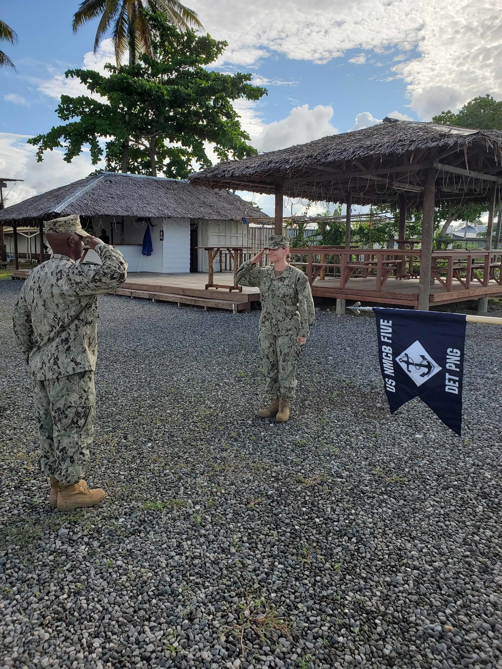 U.S. Navy Seabees with NMCB-5's Detail Papua New Guinea take over from NMCB-4