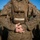 The image shows the back of a military personnel wearing MARPAT (Marine pattern) digital camouflage uniform and tactical gear. A name tape reading 'WILKERSON L.2' is visible on the back of their pack. The individual is standing at parade rest with hands clasped behind their back, holding a small dark object, surrounded by similarly dressed personnel in the background.