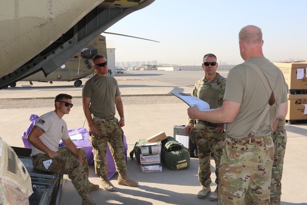 Task Force Phoenix CH-47 Chinook helicopter pre-flight/post-flight