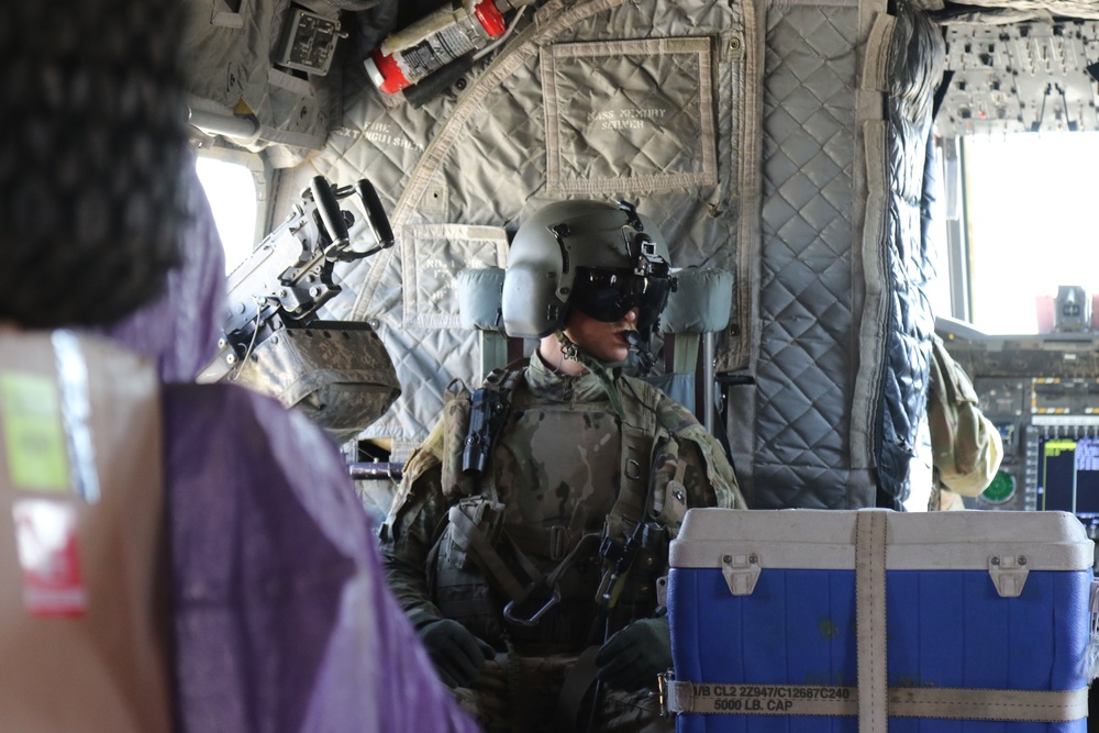 Task Force Phoenix CH-47 Chinook helicopter pre-flight/post-flight