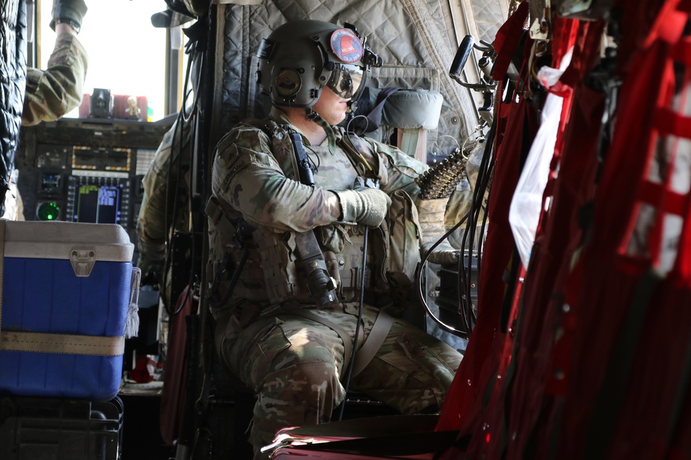 Task Force Phoenix CH-47 Chinook helicopter pre-flight/post-flight