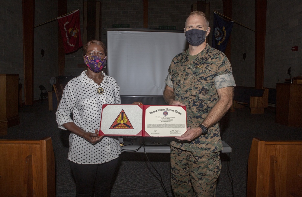 MCAS New River awards Charlie M. Pinchon the Civilian of the Quarter Award