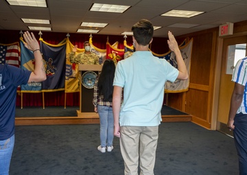 Future Sailors and soldiers swearing-in at MEPS Fort Dix