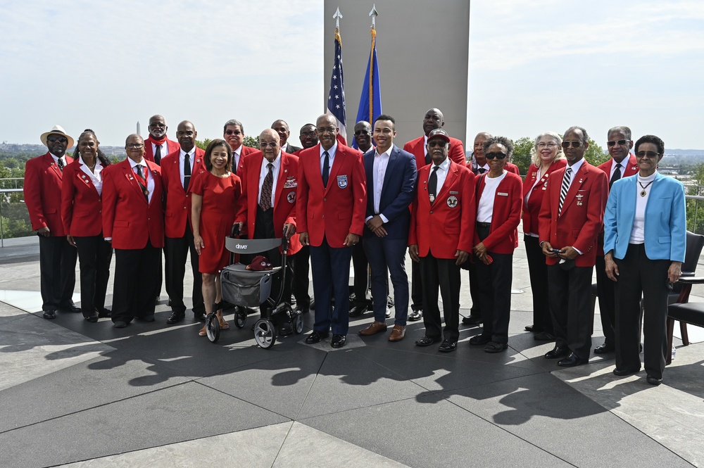 CSAF Brown receives Tuskegee Airmen red jacket