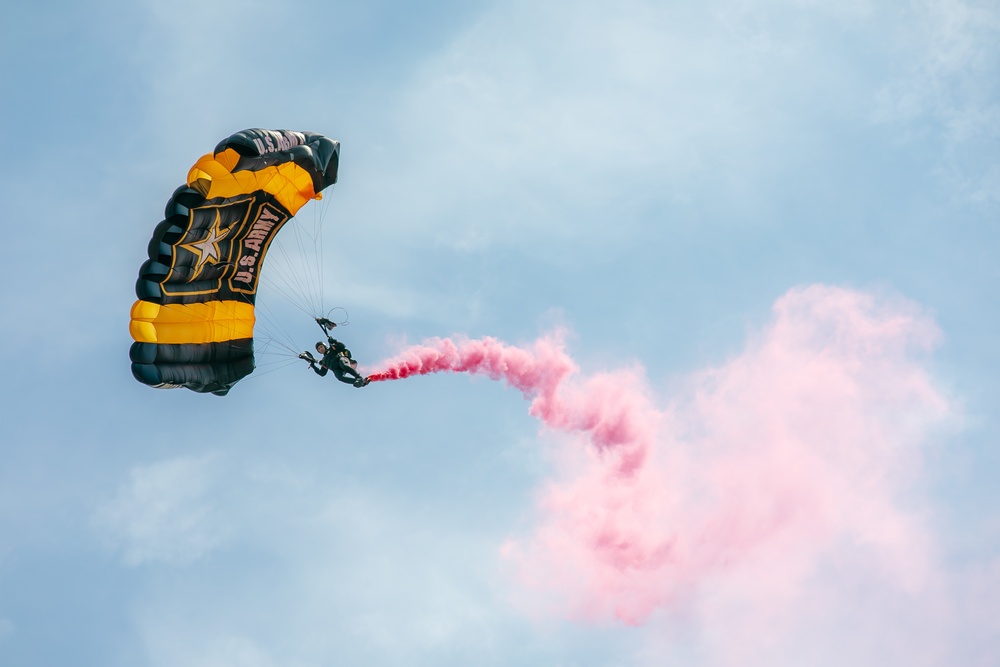 Soldier from U.S. Army Parachute Team perform demonstration