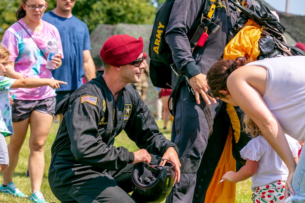 U.S. Army Parachute Team Soldier interacts with audience