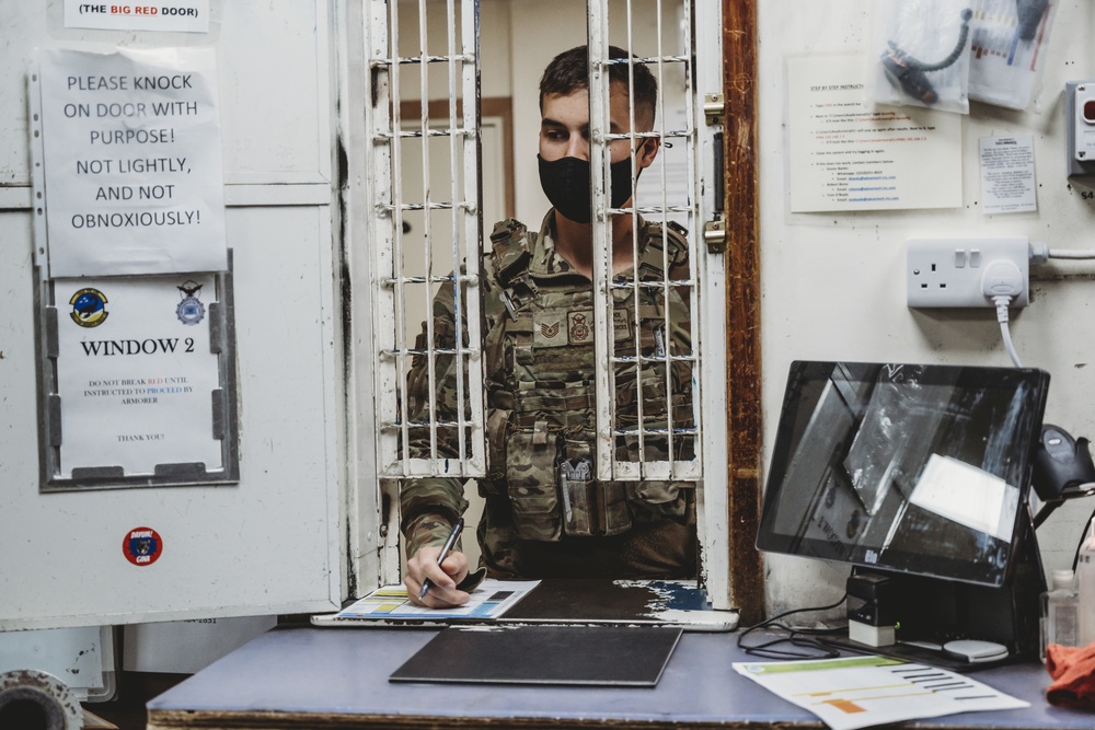 380th ESFS armory and guard mount