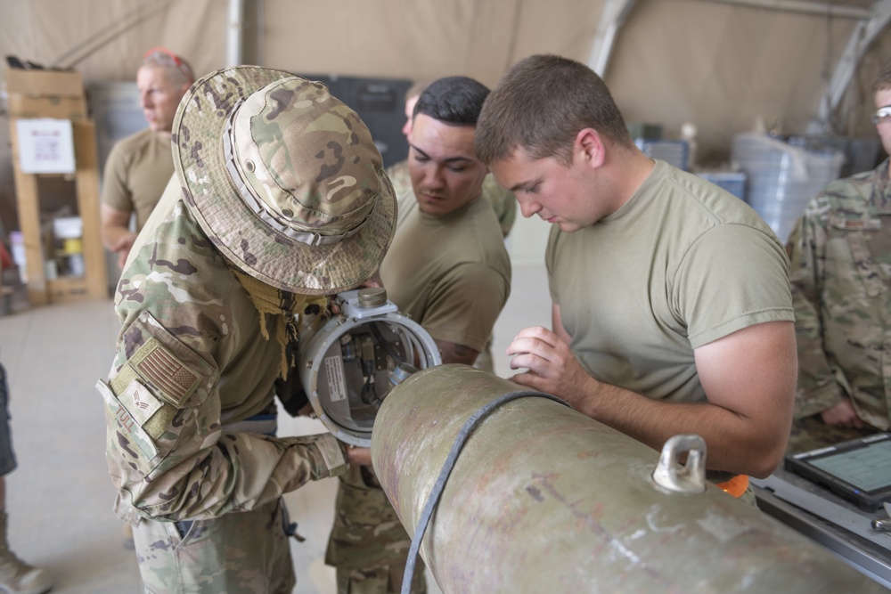 332nd EMXS Airmen assemble a guided missile