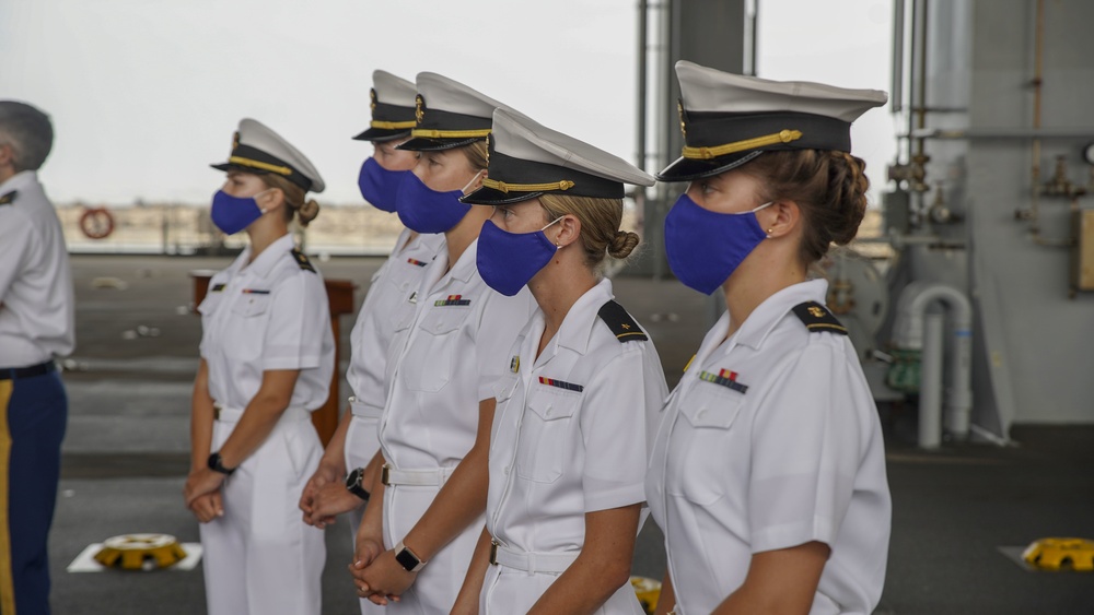 Midshipmen aboard the USS Hershel &quot;Woody&quot; Williams