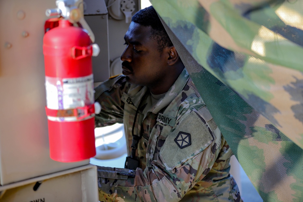 V Corps Power Generator Specialist checks Generators during CPX3 Exercise