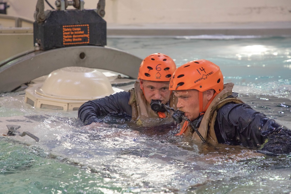 U.S. Marines conduct underwater egress training